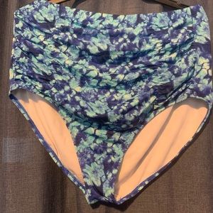 Swimsuits 4 All 22W high waisted ruched blue bikini bottoms